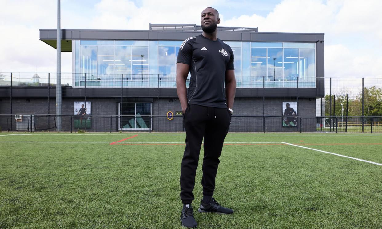 <span>Stormzy at #Merky FC HQ at the Selhurst sports arena in south London.</span><span>Photograph: Greg Coleman/Greg Coleman/adidas/Merky FC</span>