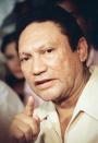 <p>Gen. Manuel Antonio Noriega speaks to health workers and members of the pro-government Democratic Revolutionary Party (PRD) in Panama City, Panama, Feb. 10, 1988. (AP Photo/Carlos Guardia, File) </p>