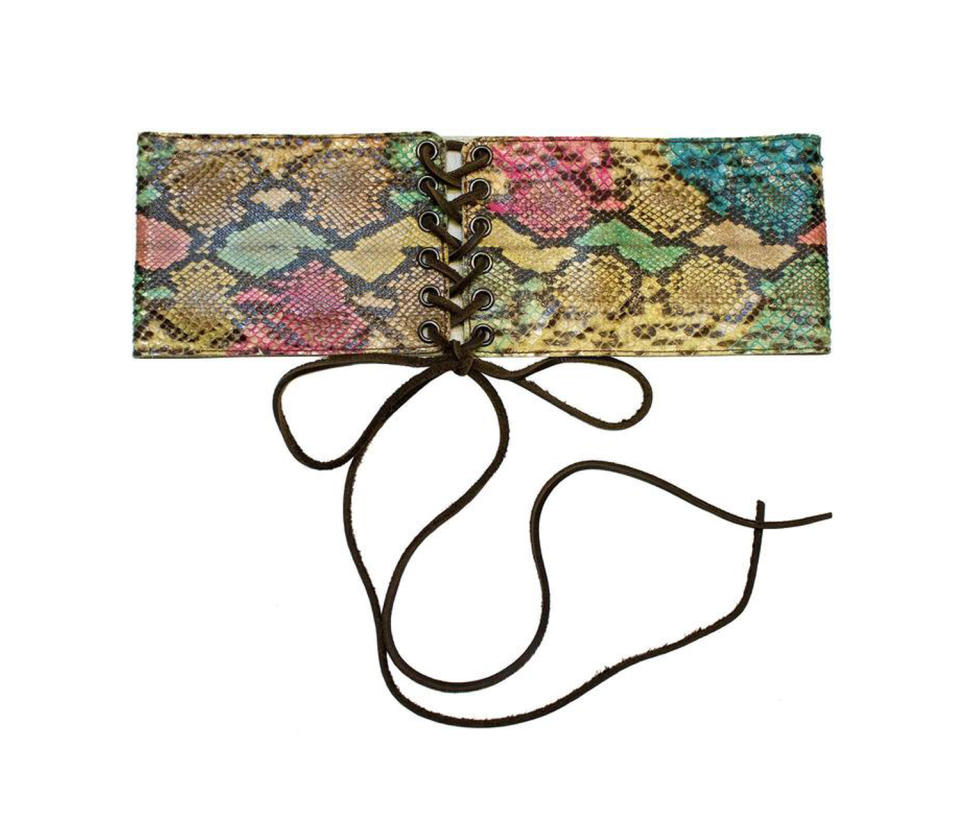 Yves Saint Laurent YSL Multi-Color Lace-Up Belt from 1970’s