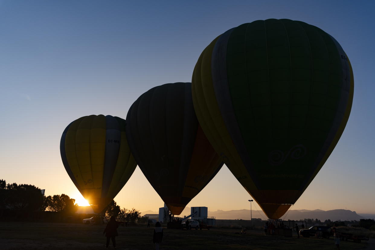 Several balloons are readied for the European Balloon Festival on July 11. 