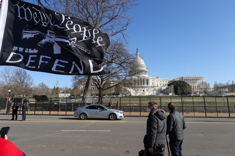 WASHINGTON D.C., USA - JANUARY 07: The U.S Capitol building's surround was fenced after massive protest as Trump supporters entered the building in Washington D.C., United States on January 07, 2020. (Photo by Tayfun Coskun/Anadolu Agency via Getty Images)