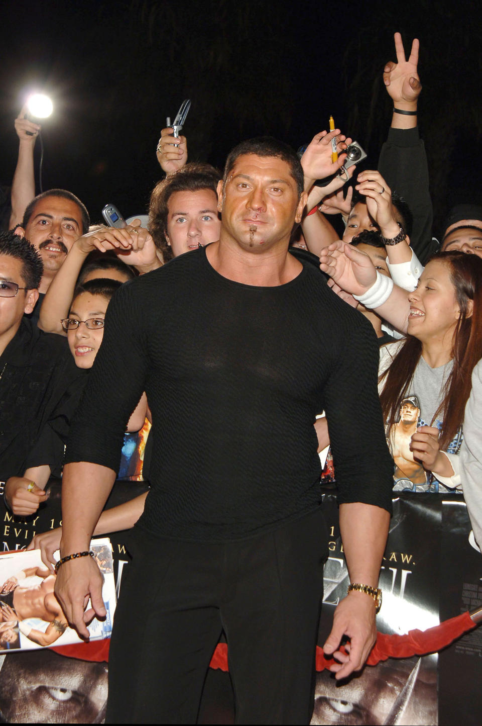 Batista, WWE Smackdown Superstar during 'See No Evil' Premiere - Arrivals in Los Angeles, California, United States. (Photo by J.Sciulli/WireImage for LIONSGATE)