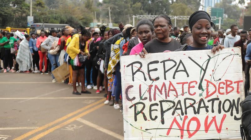 Environmentalists campaign against fossil fuels during Africa's Climate Summit, in Nairobi