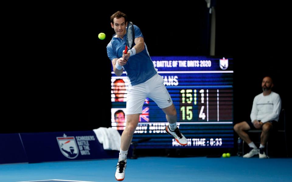 Andy Murray at Schroders Battle of the Brits at the National Tennis Centre on June 27, 2020 - Clive Brunskill