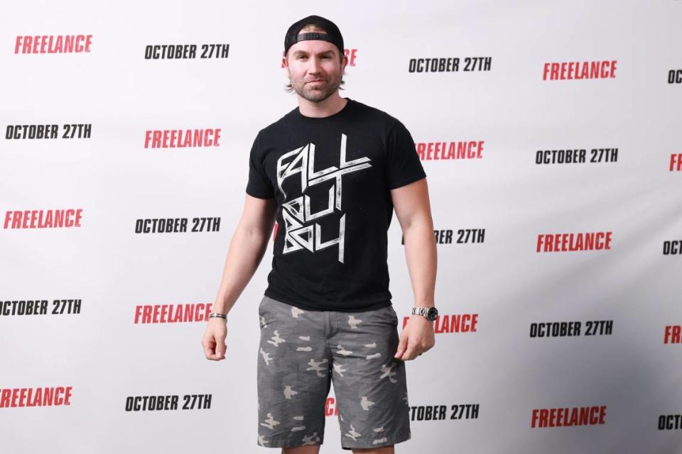 WWE alum Tyler Breeze before a screening of the John Cena action comedy movie “Freelance” at Regal Cinemas in Waterford Lakes Plaza, near University of Central Florida in Orlando. The flick opens Oct. 27. Photo By Harry Aaron/Courtesy RMG