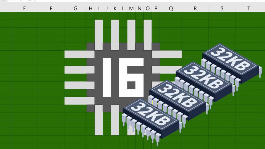  A still from a YouTube video detailing the creation and construction of a working CPU in Microsoft Excel. 