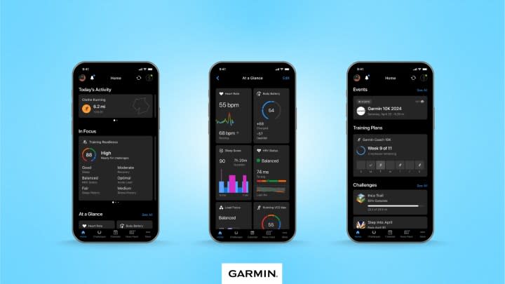 The new Garmin Connect app design.