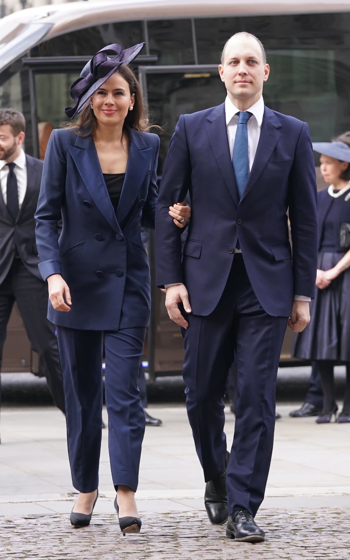 Lady Frederick Windsor and Lord Frederick Windsor arriving for a Service of Thanksgiving for the life of the Duke of Edinburgh, at Westminster Abbey in London (Kirsty O’Connor/PA) (PA Wire)