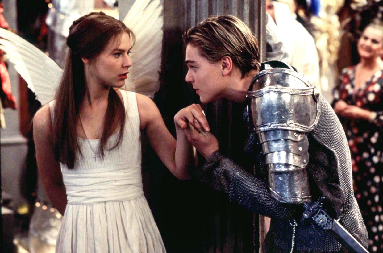 The stars of the new film adaptation of William Shakespeare's "Romeo and Juliet", Leonardo DiCaprio and Claire Danes are shown in a scene from the film. The film is set for release in November.