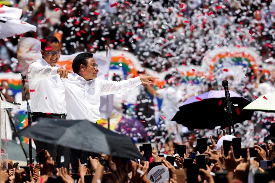 總統候選人阿尼斯10日在雅加達造勢。路透社