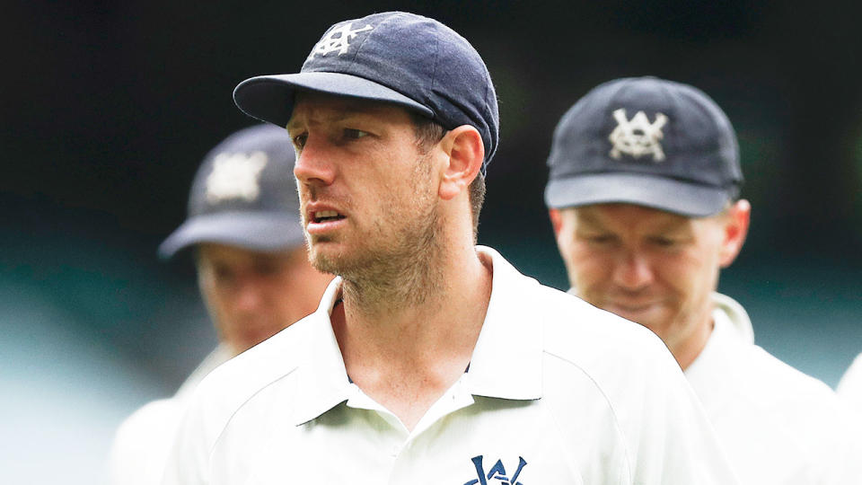 Seen here, James Pattinson has been banned from Australia's first Test against Pakistan.
