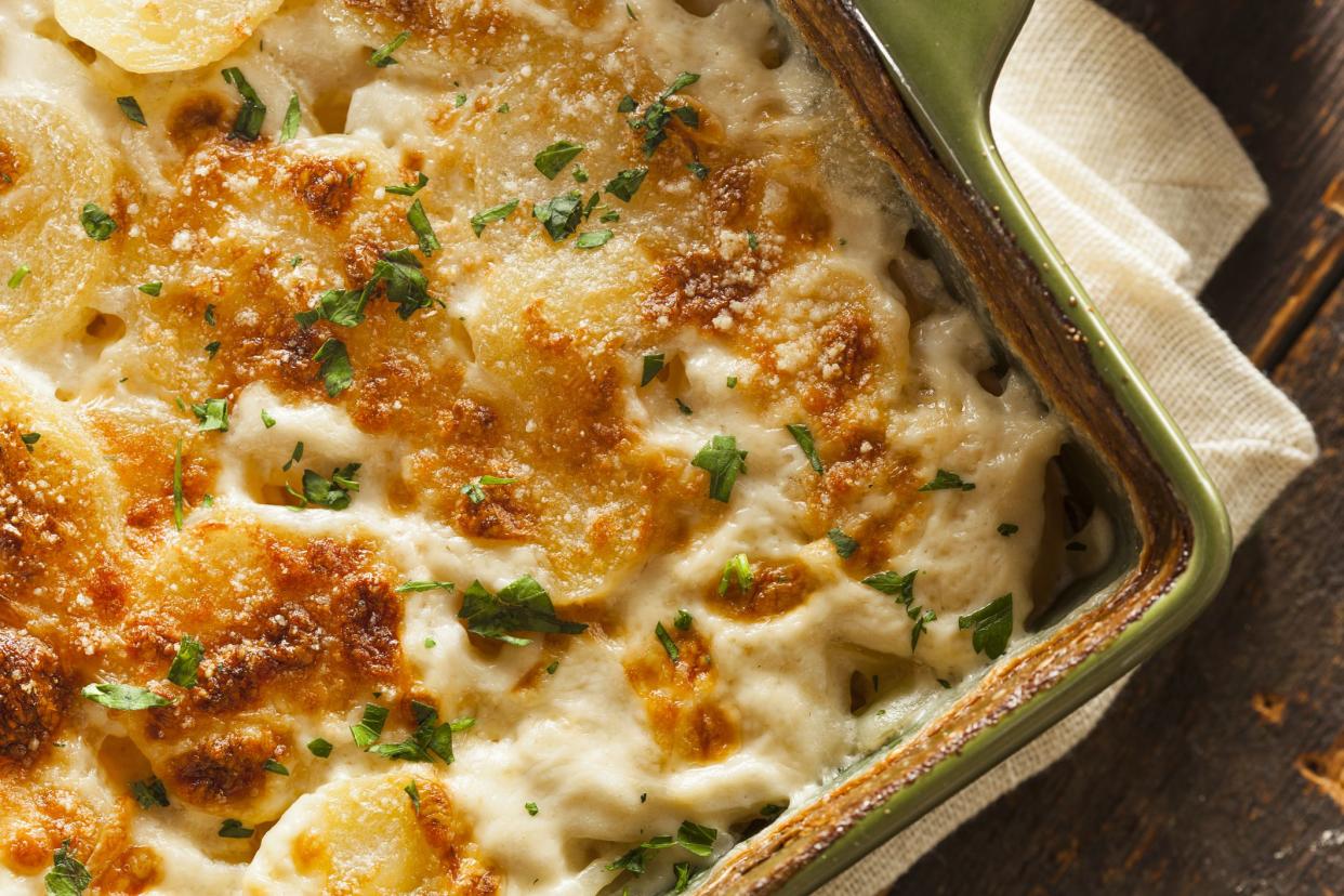 Homemade Cheesey Scalloped Potatoes with Parsley Flakes