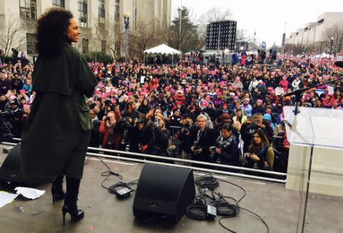 Alicia Keys speaks at Women's March on Washington, DC.&nbsp;