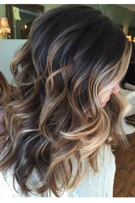chocolate brown hair with blonde highlights