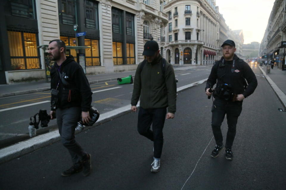 Brothers in arms: (From left) Pierce, Hanrahan and Popular Front photographer CocoBongo (Picture: R Seventeen)