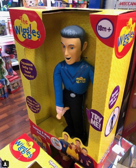 The internet has lost it over this snap of the Blue Wiggle toy. Photo: Instagram/browncardigan