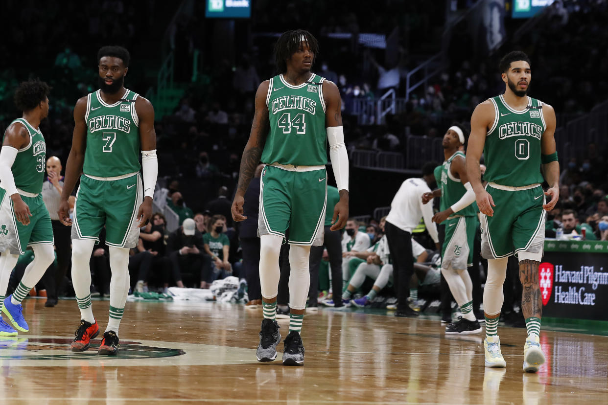 The Boston Celtics rank first in defensive efficiency this season. (Winslow Townson/USA TODAY Sports)