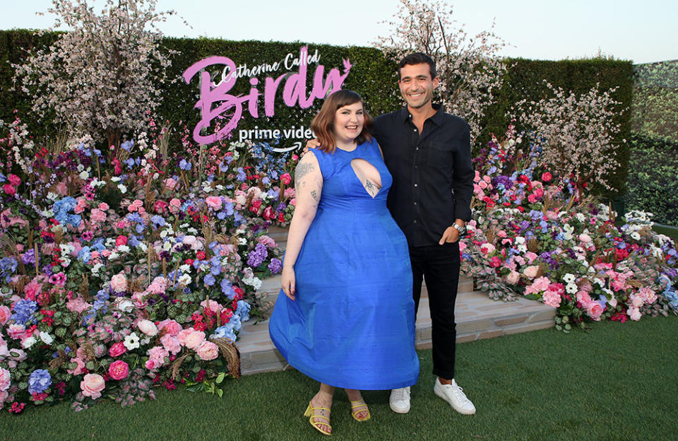 (L-R) Lena Dunham and Michael P. Cohen attend Prime Video’s celebration of “Catherine Called Birdy” at The Grove on October 07, 2022 in Los Angeles, California.