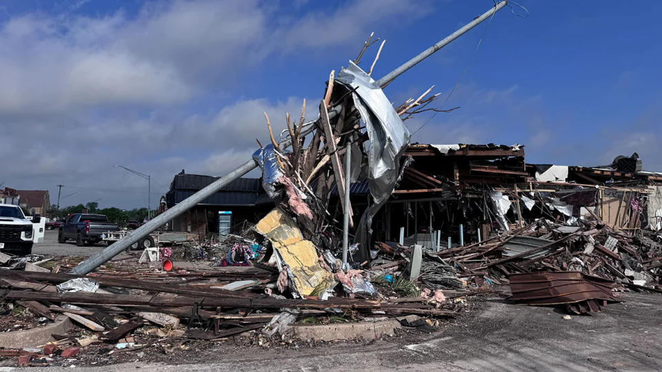 Tornado damage is seen in Sulphur, Oklahoma, on April 30, 2024.