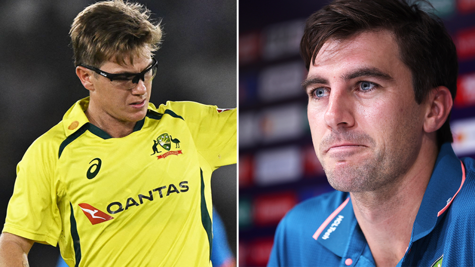 Adam Zampa reacts and Pat Cummins talks.