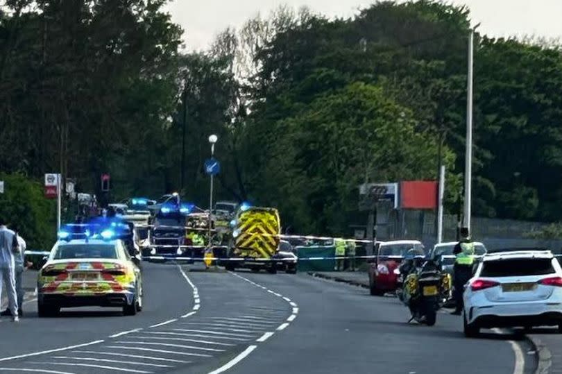 Emergency services at the crash scene on Drews Lane -Credit:BirminghamLive