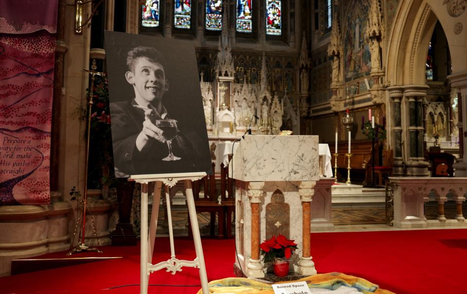 Shane MacGowan on display on the day of his funeral