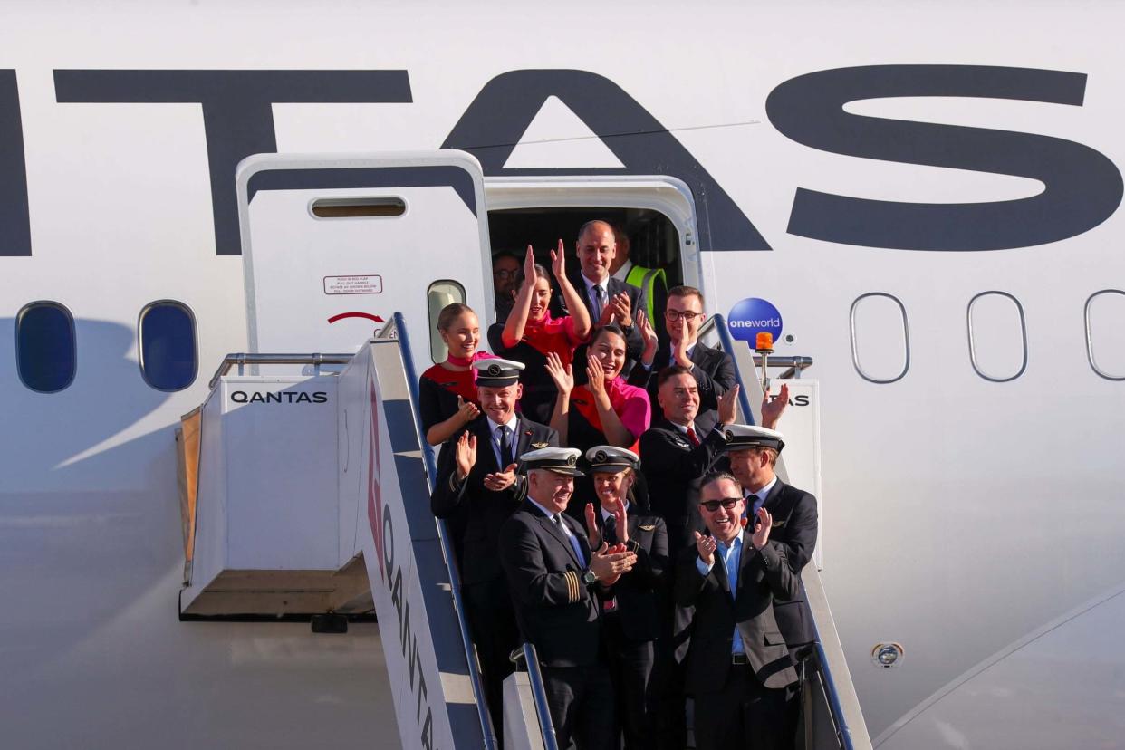 Qantas flight 7879 touched down in Sydney after almost 20 hours in the air: QANTAS/AFP via Getty Images