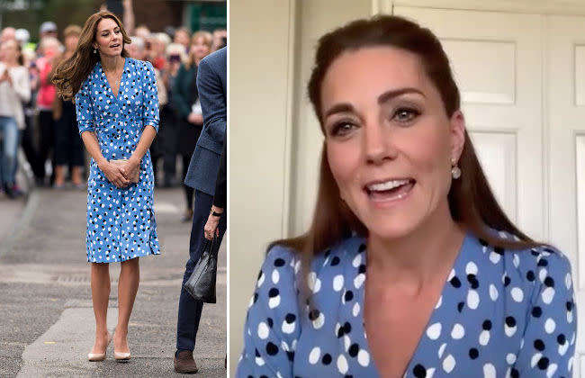 kate middleton recycles altuzzara polka dot dress