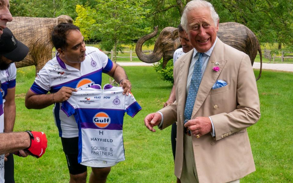 The Prince of Wales at the "Palaces on Wheels" charity cycling event at Highgrove on June 10 - WPA Pool/Getty Images