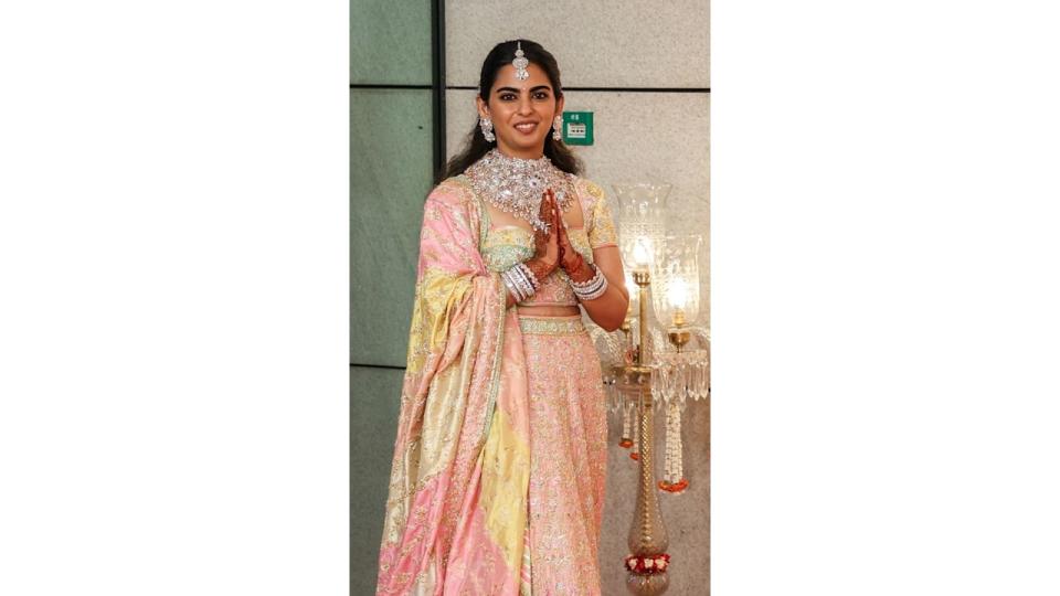 Isha Ambani looked radiant in an array of outfits at Anant Ambani's wedding