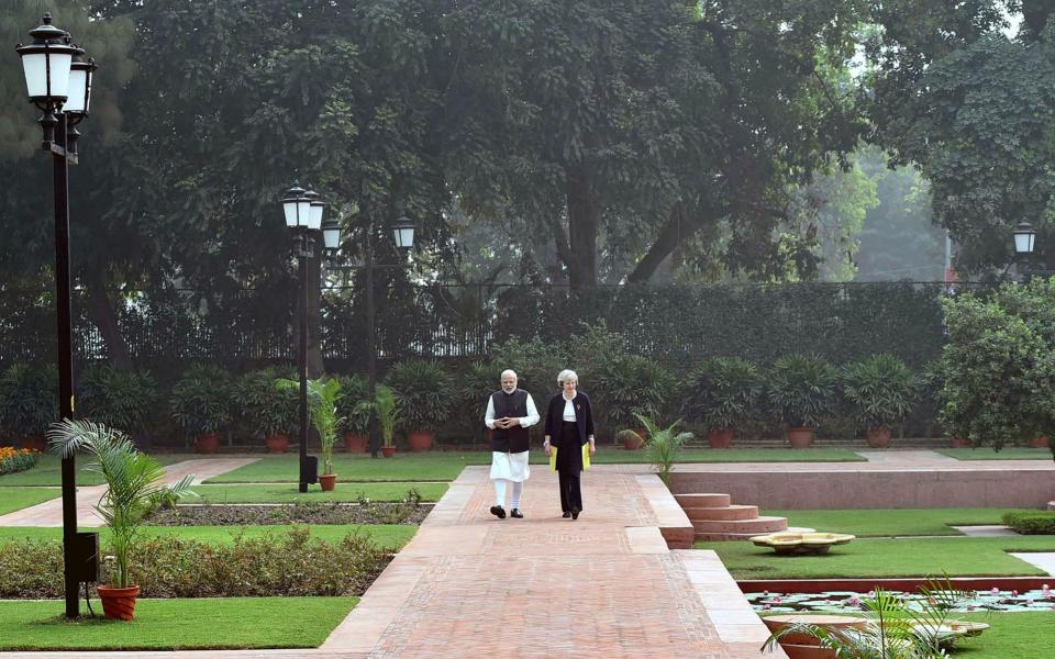 may and modi in delhi - Credit: Getty