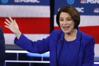 Democratic presidential candidate, Sen. Amy Klobuchar, D-Minn., speaks during a Democratic presidential primary debate Wednesday, Feb. 19, 2020, in Las Vegas, hosted by NBC News and MSNBC. (AP Photo/John Locher)