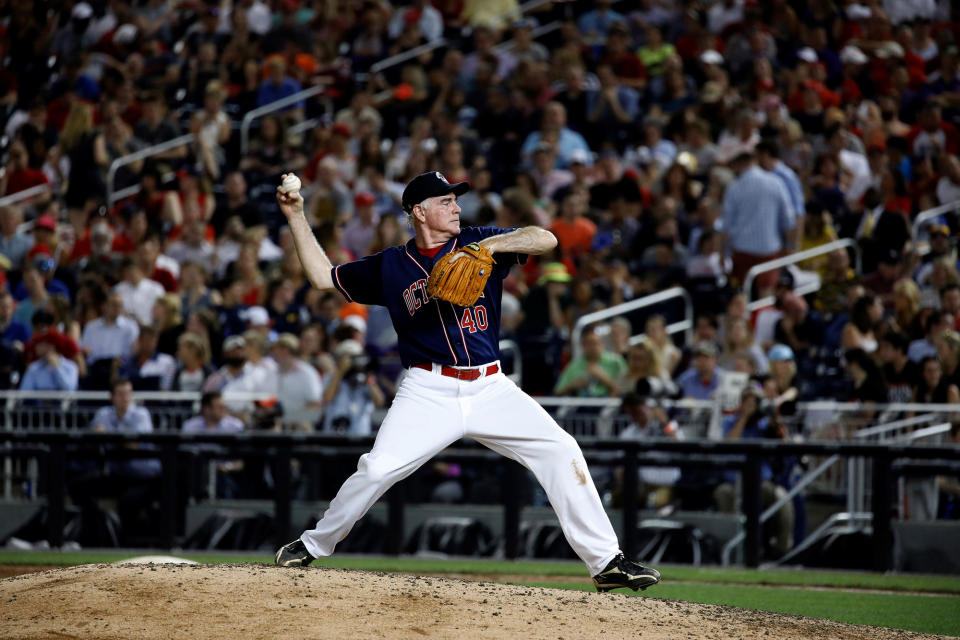 <p>Rep. Patrick Meehan (R-PA) pitches during the Congressional Baseball Game at Nationals Park in Washington, June 15, 2017. (Photo: Joshua Roberts/Reuters) </p>