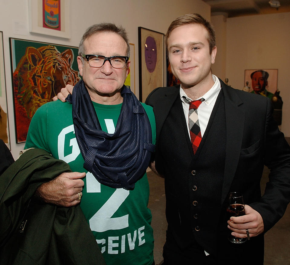 NEW YORK - NOVEMBER 18:  Robin Williams and Zak Williams attend the Timo Pre Fall 2009 Launch with Interview Magazine at Phillips De Pury on November 18, 2008 in New York City.  (Photo by Jamie McCarthy/WireImage for Timo Wallets LLC) 