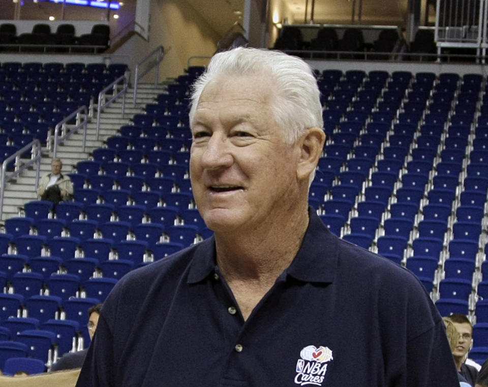 FILE - In this Oct. 13, 2008, file photo, former Boston Celtics great John Havlicek is shown in Berlin, Germany. The Celtics said Havlicek died Thursday, April 25, 2019, in Jupiter, Florida. He was 79. The cause of death wasn't immediately available. (AP Photo/Miguel Villagran, File)