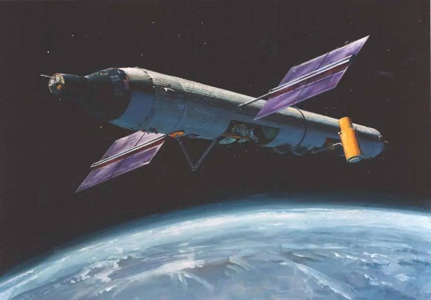 Illustration of the MOL as it would have appeared in orbit.