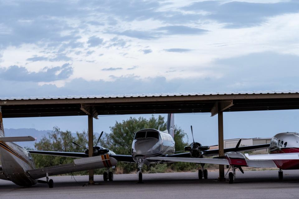 The Beechcraft jet that landed at Dona Ana County International Jetport in Santa Teresa, New Mexico on Thursday, July 25, 2024, with Ismael "El Mayo" Zambada on board was parked underneath a cart port.