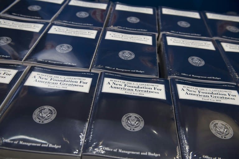 Copies of US President Donald Trump's Fiscal Year 2018 budget are released for distribution on Capitol Hill in Washington, DC, May 23, 2017