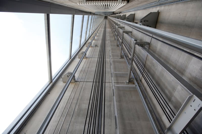 FILE PHOTO: Thyssenkrupp's elevator test tower is pictured in Rottweil