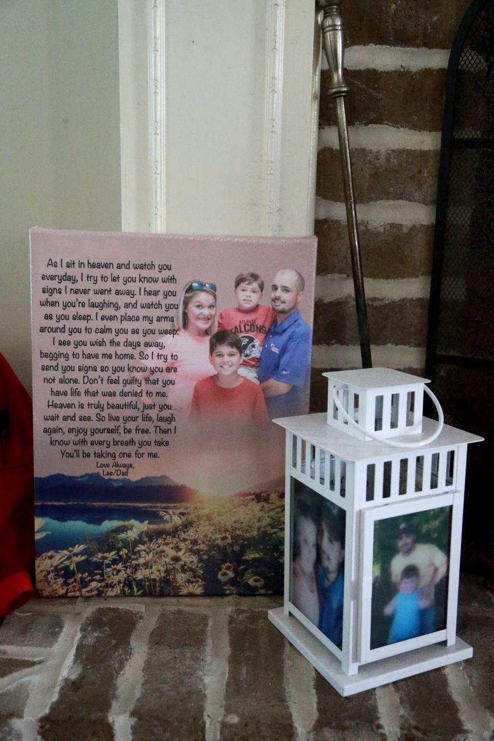 Jessica Hodges and her children have photos of Lee Michael Creely all around the house so he will always be with them.