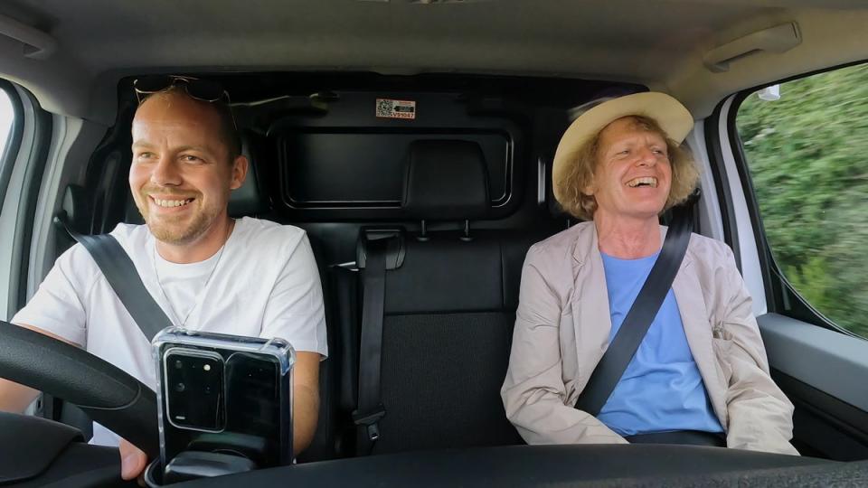 Grayson Perry, right, and his white van driver Kirk in the van ( Channel 4)