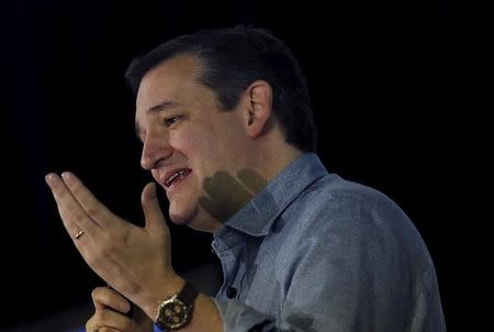 U.S. Republican presidential candidate Ted Cruz speaks at a campaign event in Iowa City, Iowa, United States, January 31, 2016. REUTERS/Jim Young