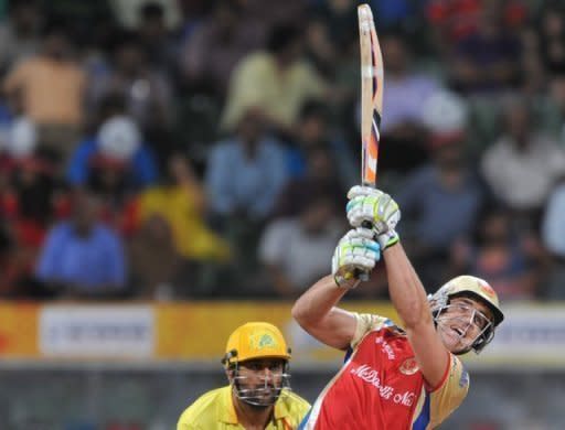 Australian Royal Challengers Bangalore batsman Luke Pomersbach (R) plays a shot during an IPL match in Mumbai in 2011. Indian police said they had arrested Pomersbach for allegedly molesting a woman and beating up her fiance in a posh New Delhi hotel