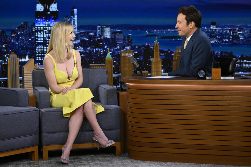 Sydney Sweeney sits down with host Jimmy Fallon on Tuesday, May 3, 2022. - Credit: Todd Owyoung/NBC