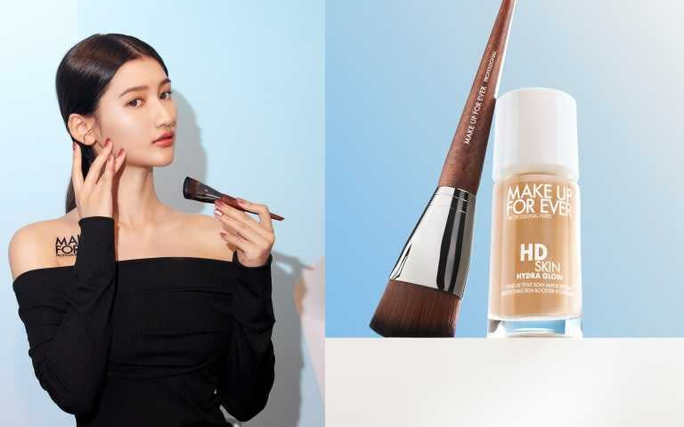 MAKE UP FOR EVER HD SKIN粉無痕活潤精華粉底液1,850元、粉無痕拋光刷#118 1,600元。（圖／品牌提供）