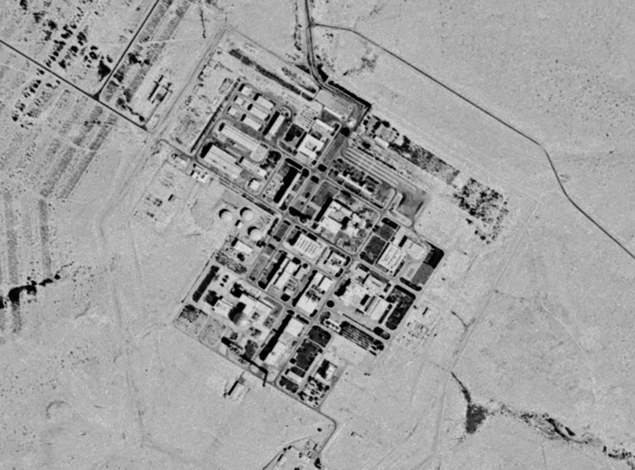 This Sept. 29, 1971, spy satellite photograph later declassified by the U.S. government, shows what now is known as the Shimon Peres Negev Nuclear Research Center near the city of Dimona, Israel. A long-secretive Israeli nuclear facility that gave birth to its undeclared atomic weapons program is undergoing what appears to be its biggest construction project in decades, according to newly taken satellite photos analyzed by The Associated Press. (U.S. Center for Earth Resources Observation and Science/U.S. Geological Survey, via AP)