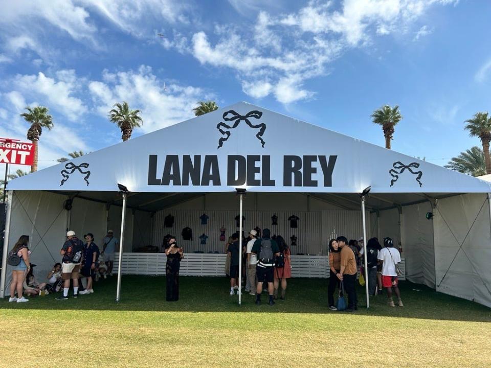 This year, all the Coachella artist-specific merch tents are located at the back of the festival grounds near the Heineken House at the Empire Polo Club in Indio, Calif.