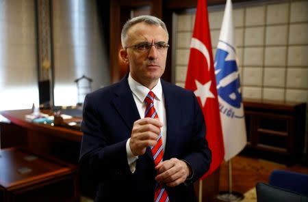 Turkey's Finance Minister Naci Agbal is pictured during an interview with Reuters in Ankara, Turkey, September 27, 2016. REUTERS/Umit Bektas