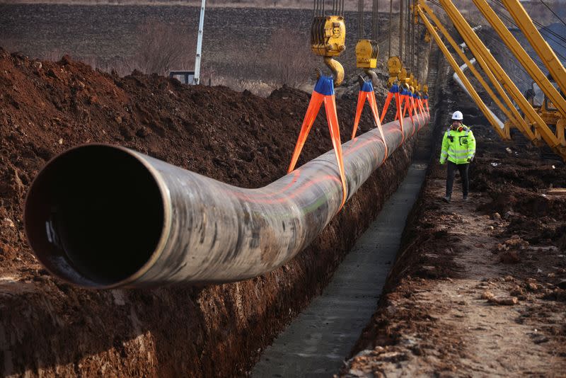 Launch of the construction of an interconnector gas pipeline, near Golyanovtsi