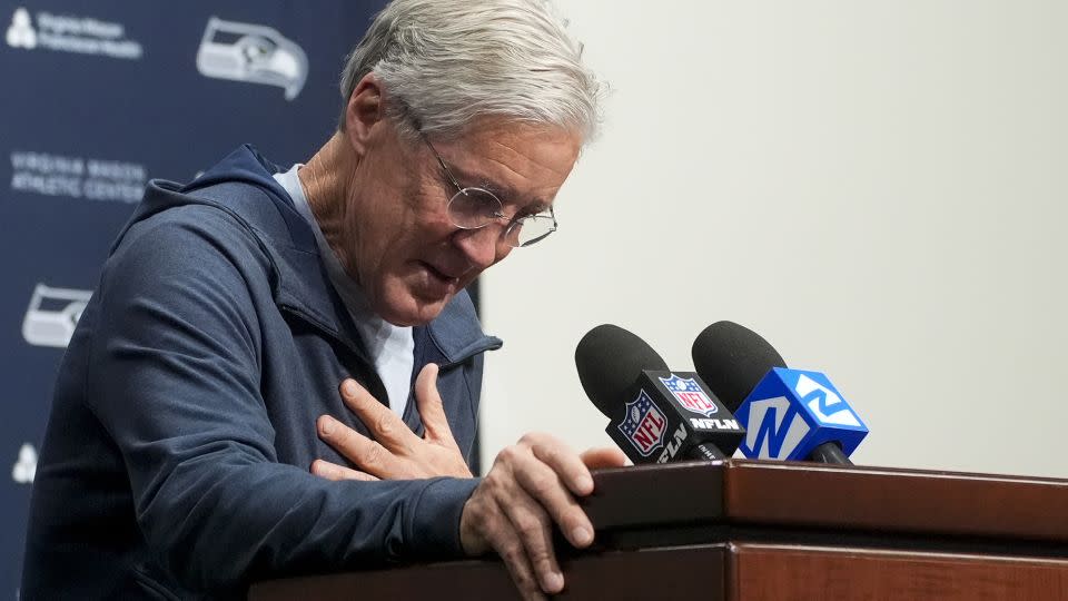 Carroll speaks to reporters after being removed as Seahawks head coach. - Lindsey Wasson/AP